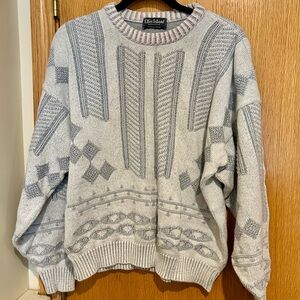 Light Gray Patterned Crewneck Sweater